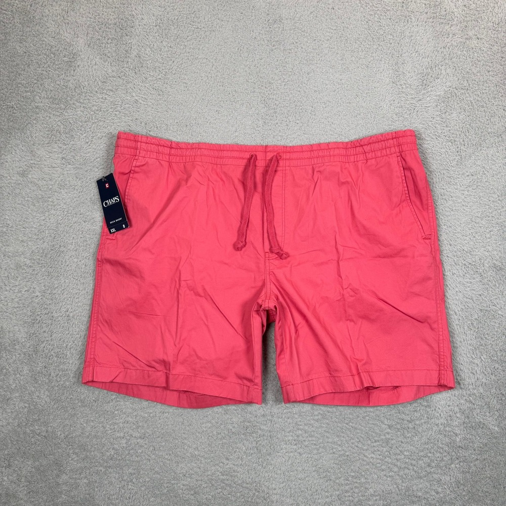 Chaps Mens XXL Coral Pink Deck Shorts Cotton Elastic Drawstring Waist NWT